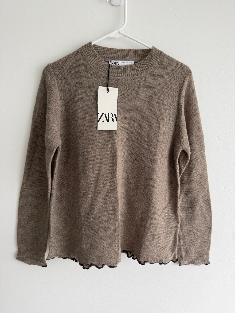 ZARA Beige Knit Crewneck Sweater